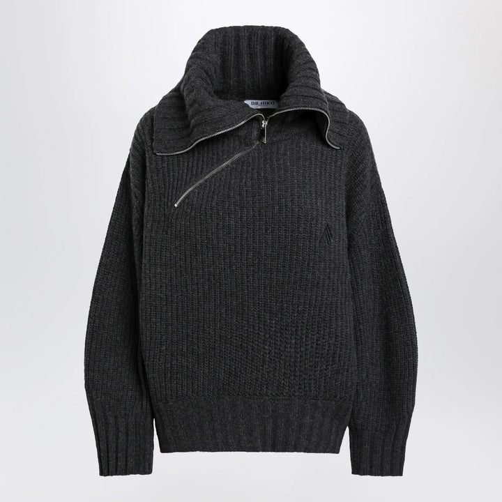 The Attico - Dark grey wool and cashmere sweater with zip Brand Shirts &amp; Tops 42  IT