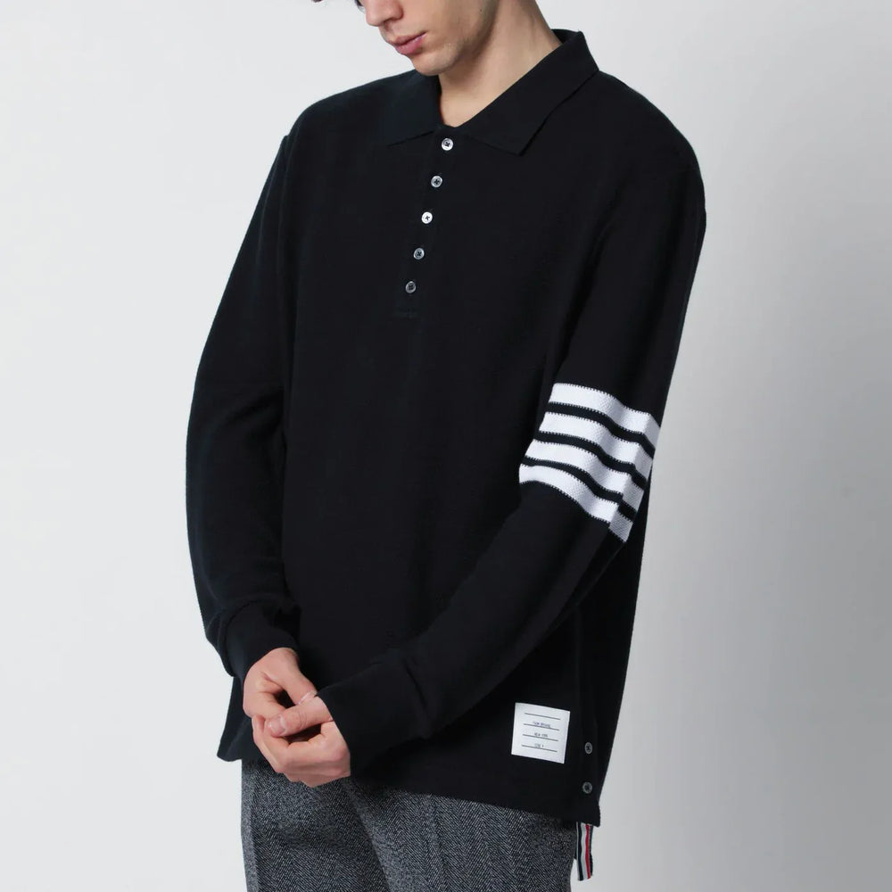 Thom Browne - Navy blue cotton polo shirt Brand Shirts & Tops 3