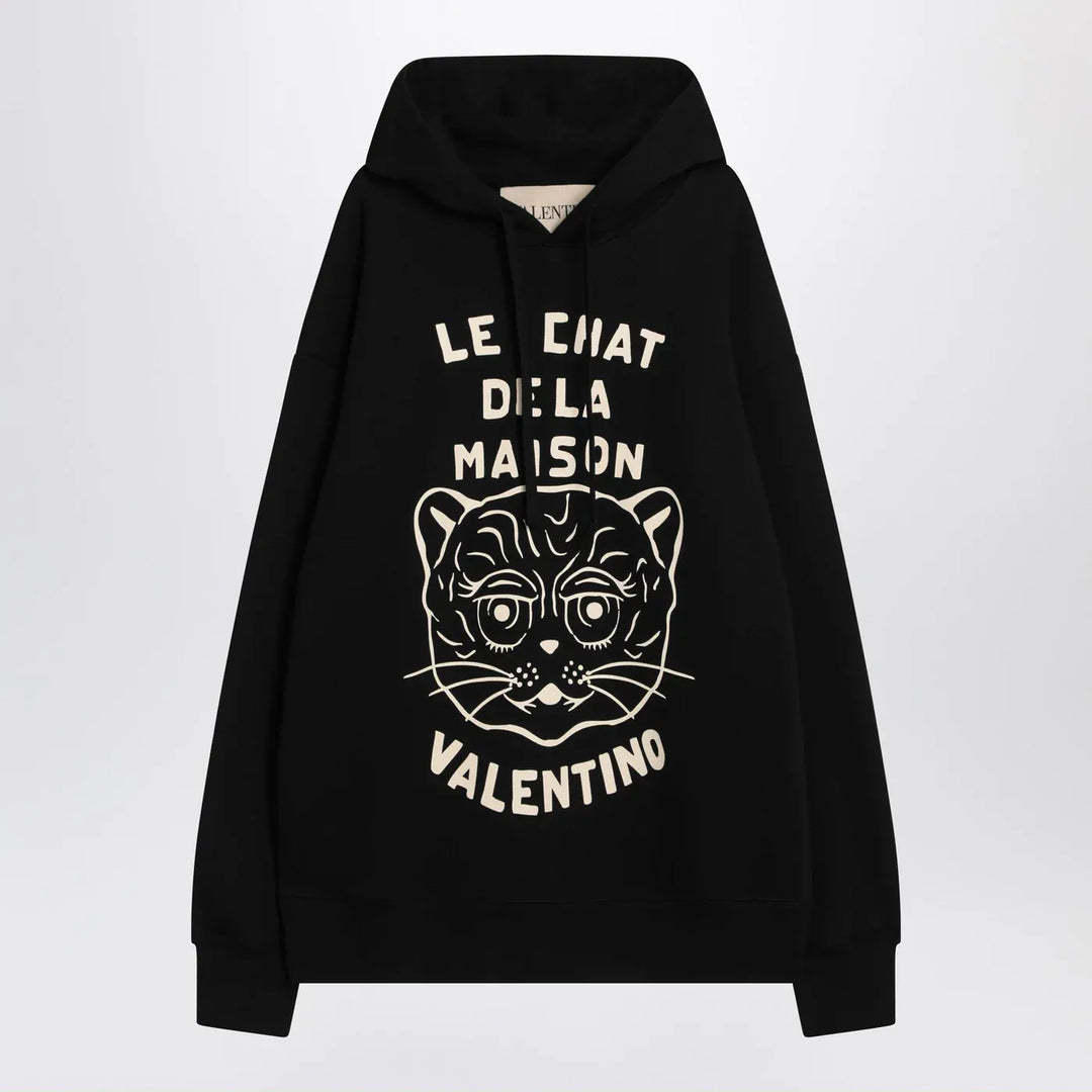 Valentino - Black sweatshirt with Le Chat de la Maison patch Brand Shirts &amp; Tops L