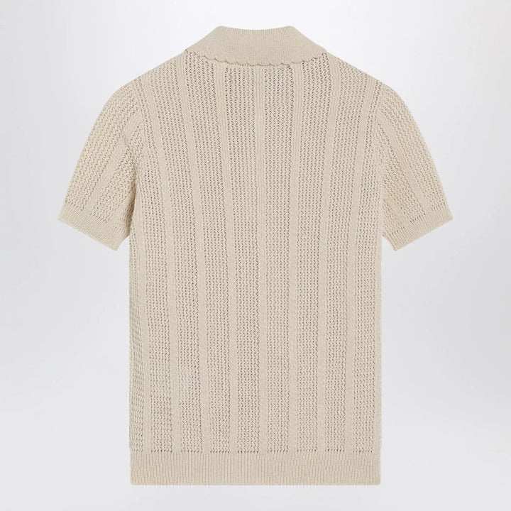 Valentino - Ivory cotton knit polo shirt Brand Shirts &amp; Tops