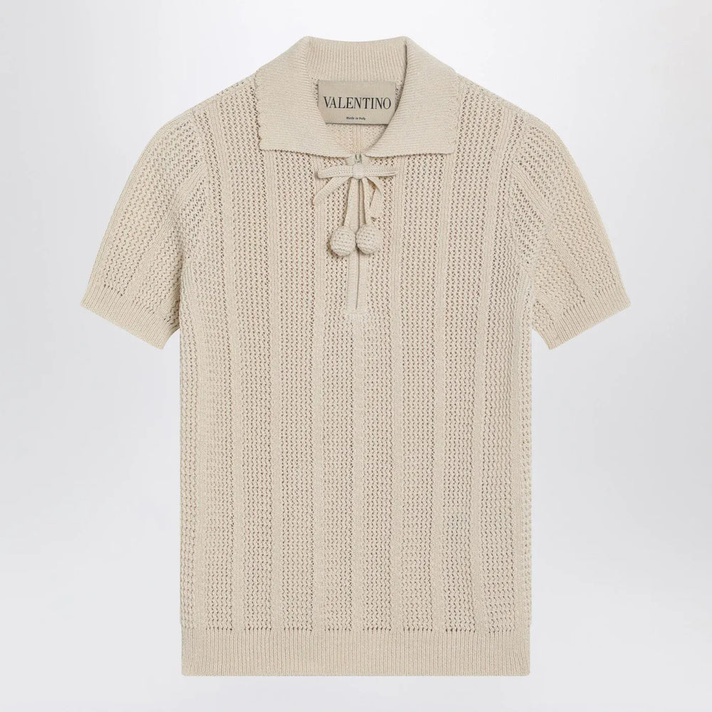 Valentino - Ivory cotton knit polo shirt Brand Shirts & Tops S