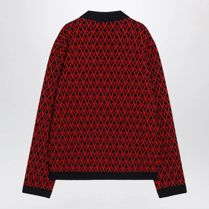 Valentino - Jacquard patterned cardigan Toute la V red/navy blue Brand Shirts &amp; Tops M