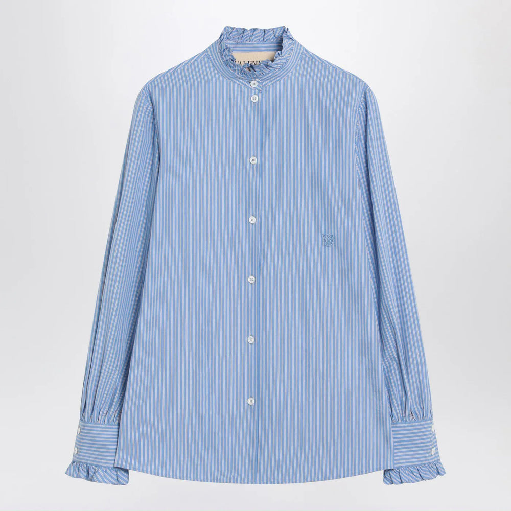 Valentino - Light blue striped shirt in cotton Brand Shirts & Tops 38  IT