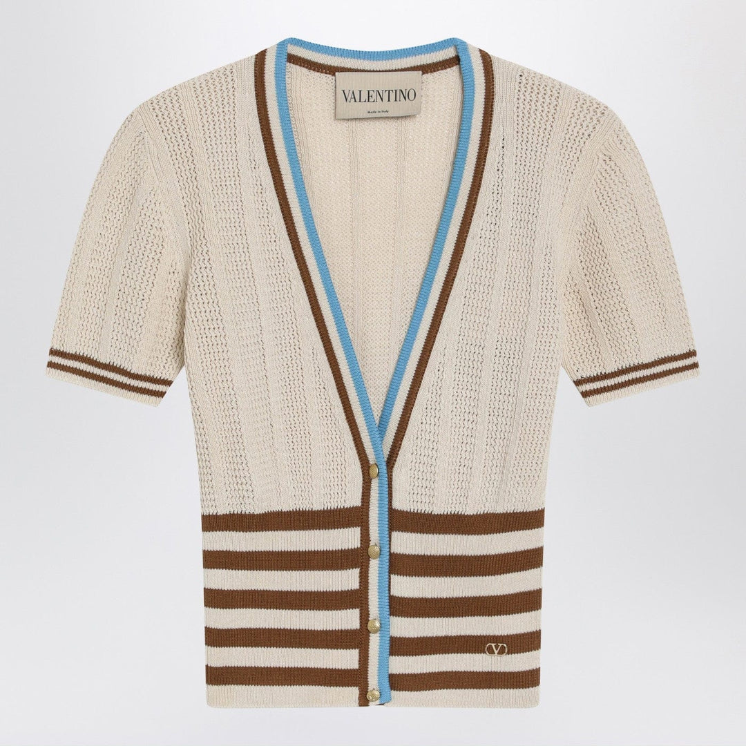 Shirts &amp; Tops Valentino - Openwork striped cotton cardigan Brand