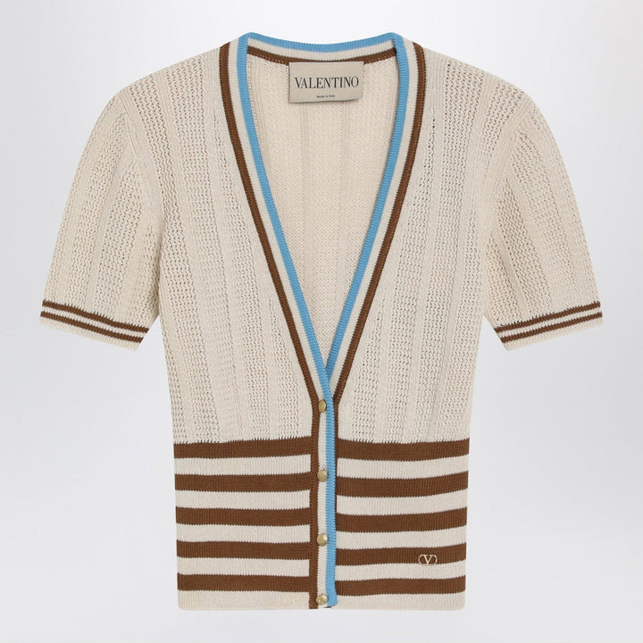 Shirts &amp; Tops Valentino - Openwork striped cotton cardigan Brand