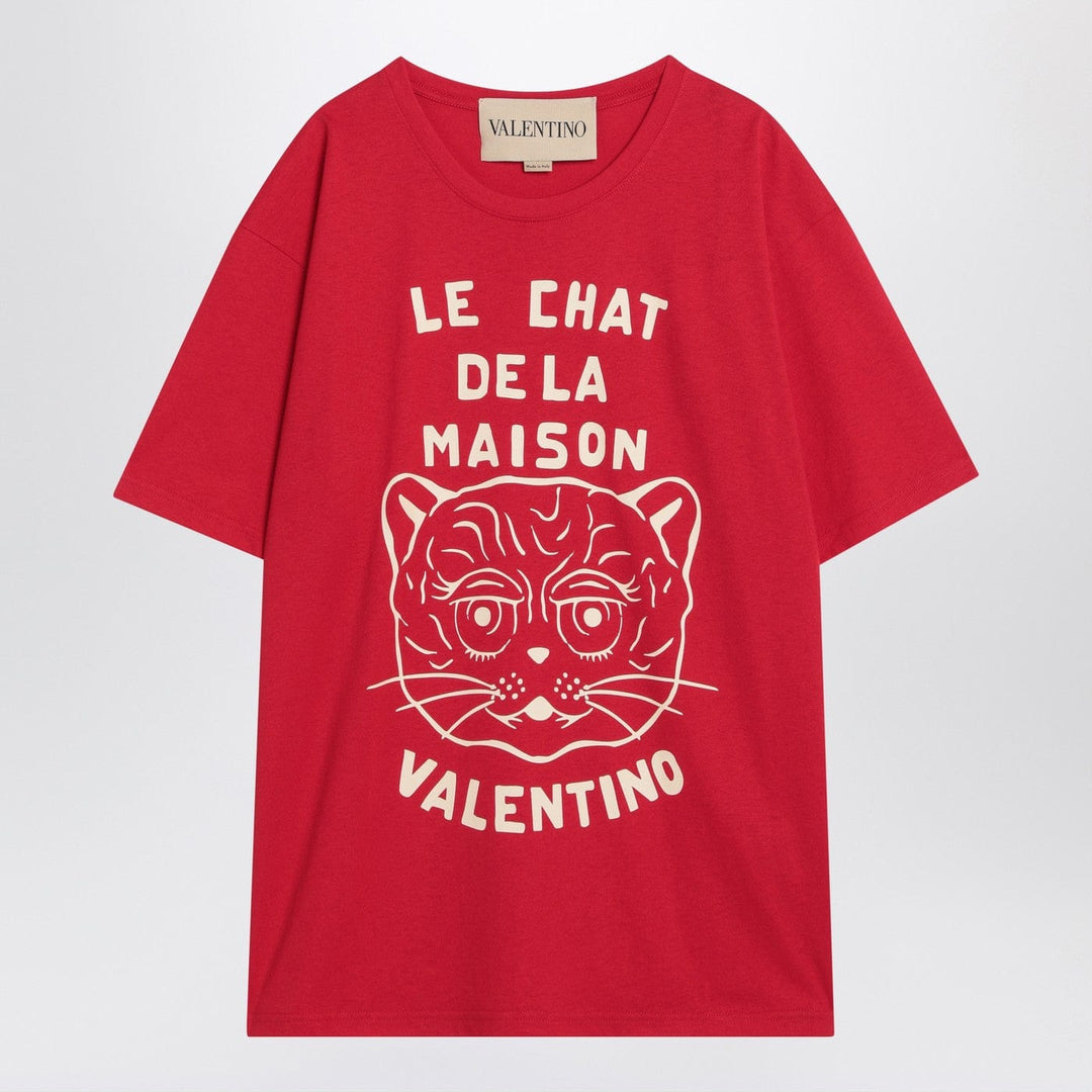 Shirts & Tops Valentino - Red T-shirt with Le Chat de la Maison print Brand