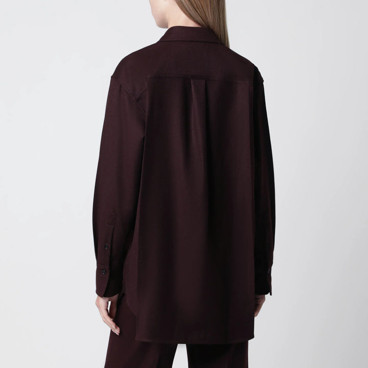 Victoria Beckham - Virgin wool flannel shirt in acai Brand Shirts &amp; Tops