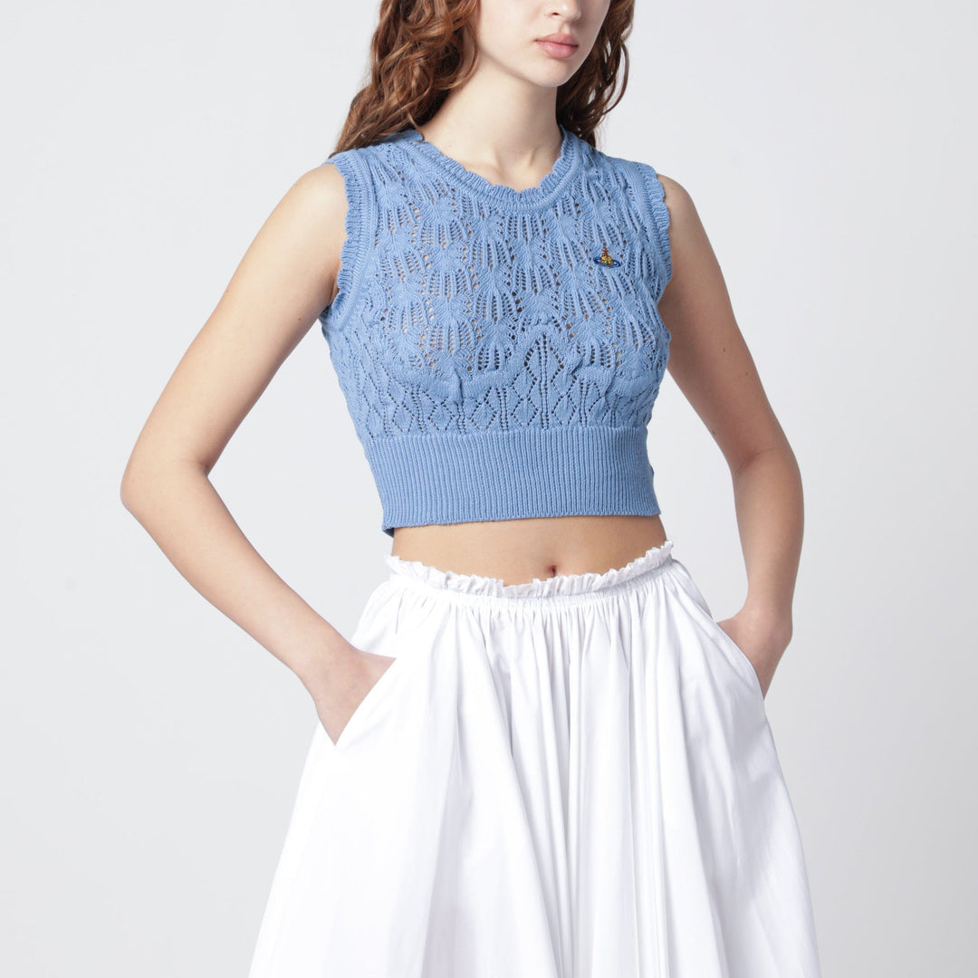 Shirts & Tops Vivienne Westwood - Light blue crochet top with Orb logo Brand