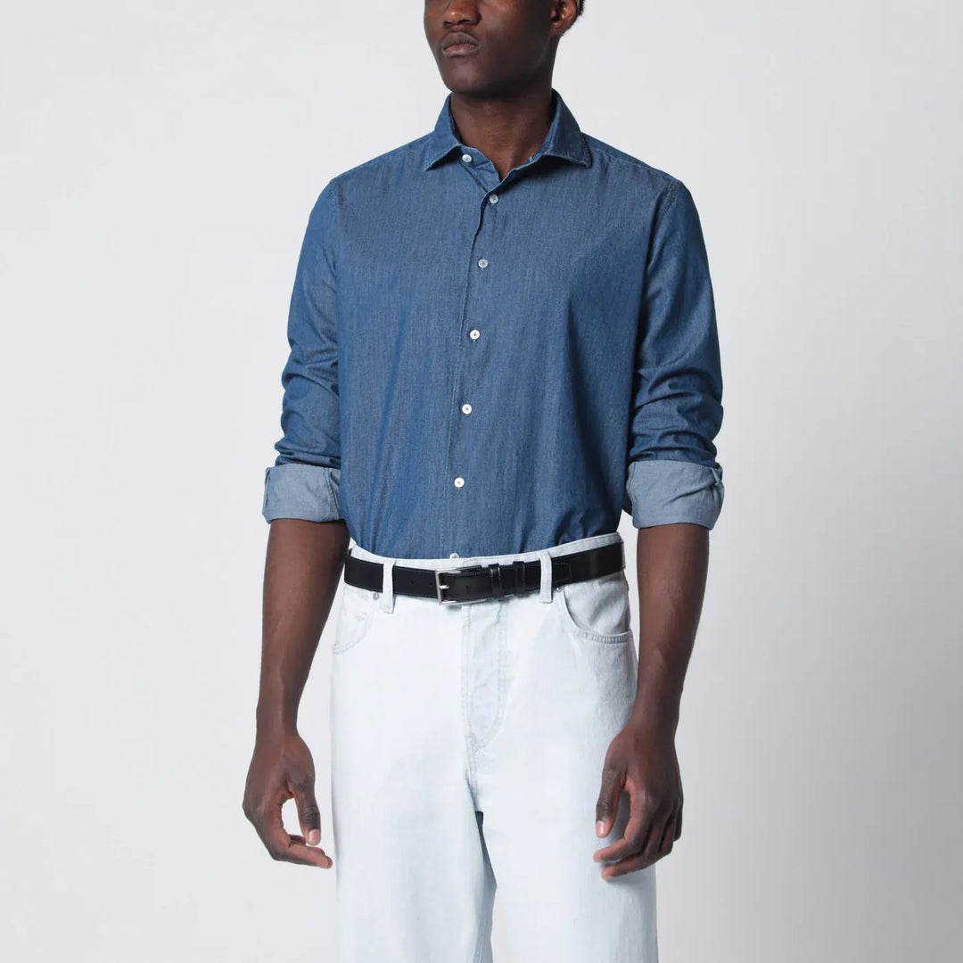 XACUS - Tailor Fit denim shirt blue Brand Shirts &amp; Tops 39