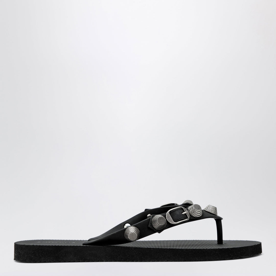 Shoes Balenciaga - Cagole black rubber thong slides Brand