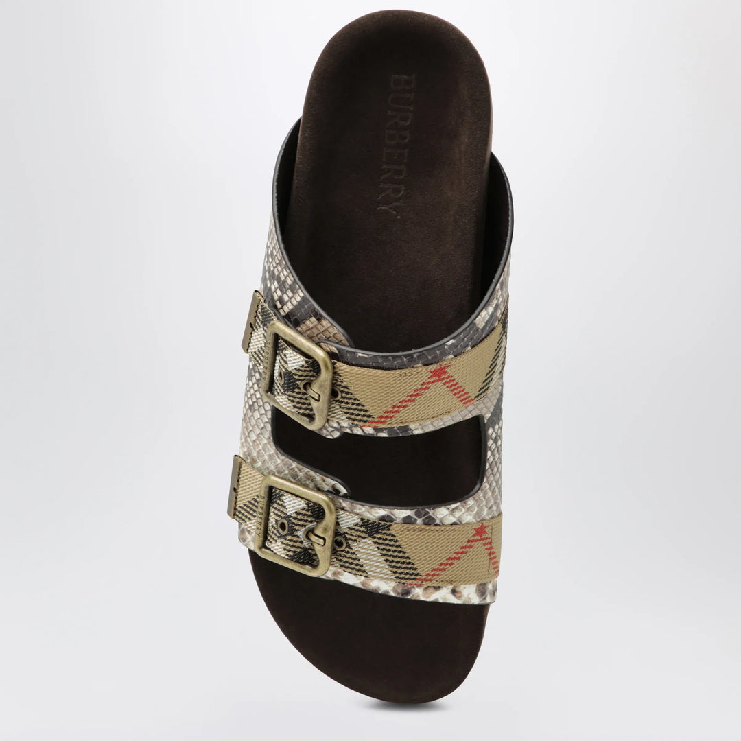 Burberry - Urchin sandals in leather with python print Brand Shoes