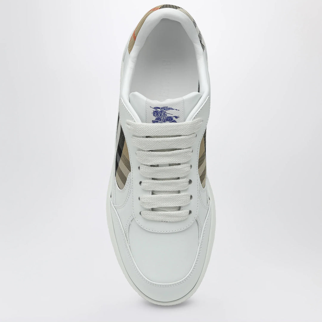 Burberry - White leather sneaker terrace and Check Brand Shoes