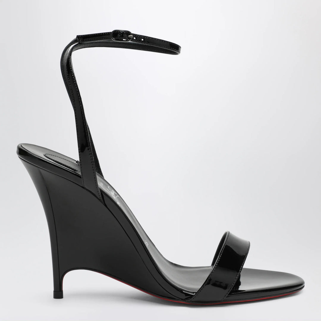 Christian Louboutin - Miss Z black patent leather wedge sandals Brand Shoes 36 IT