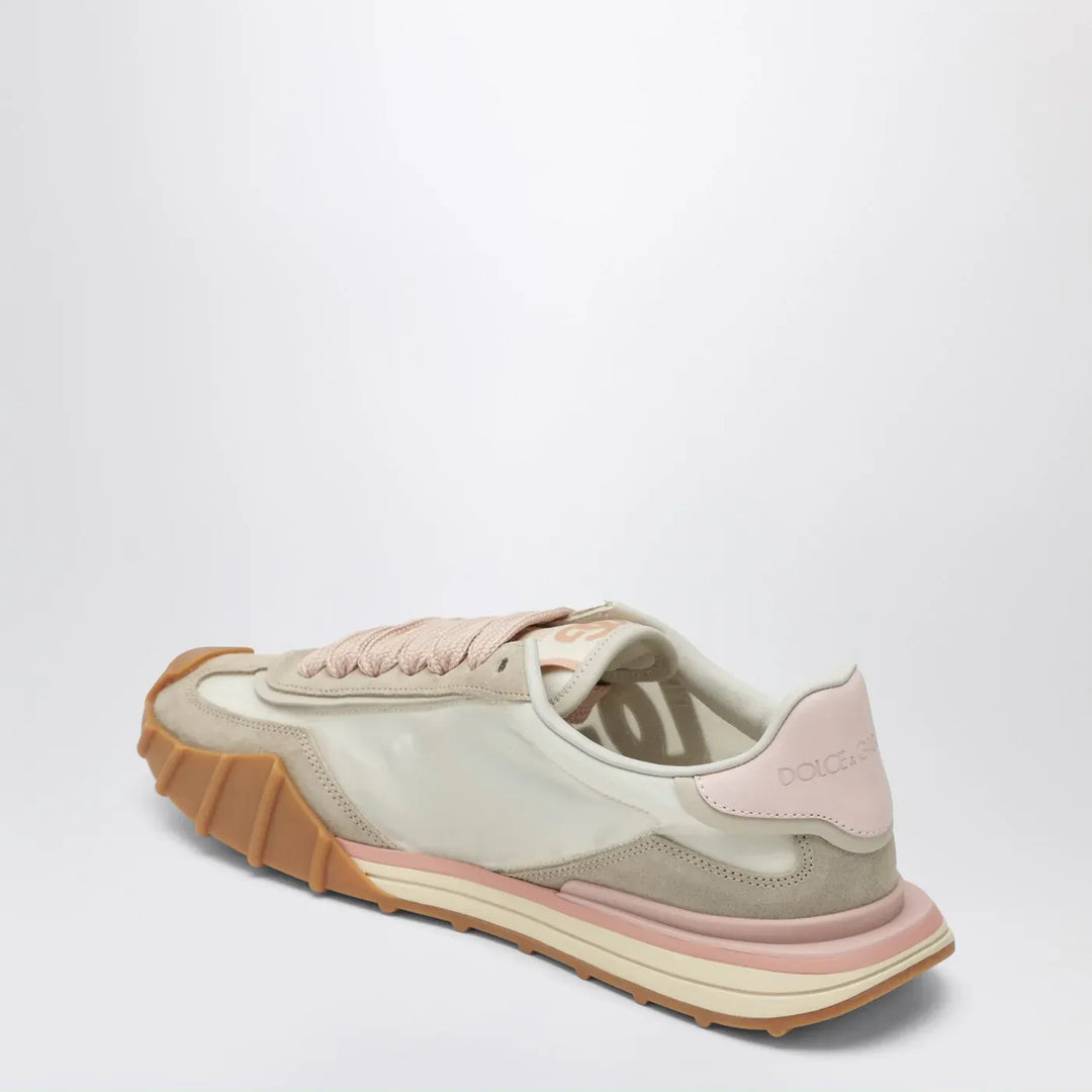 Dolce&amp;Gabbana - DG Athletic Sneakers in ivory and pink fabric and leather Brand Shoes
