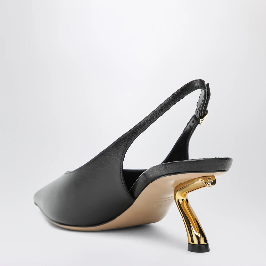 Ferragamo - Black slingback with sculptural S heel Brand Shoes