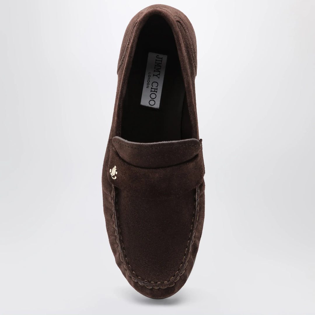 Jimmy Choo - Ellis suede leather loafers in chocolate Brand Shoes