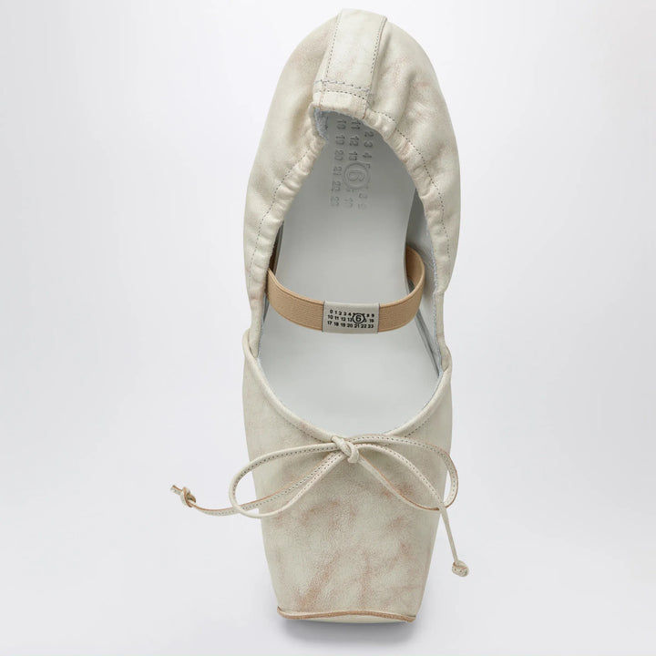 MM6 Maison Margiela - Light beige square-toe calfskin ballerina flats Brand Shoes