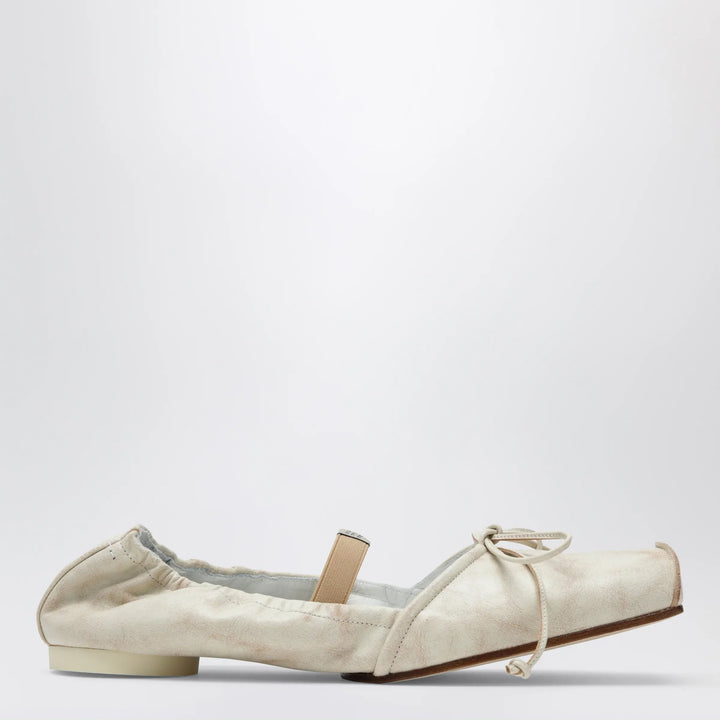 MM6 Maison Margiela - Light beige square-toe calfskin ballerina flats Brand Shoes 36 IT
