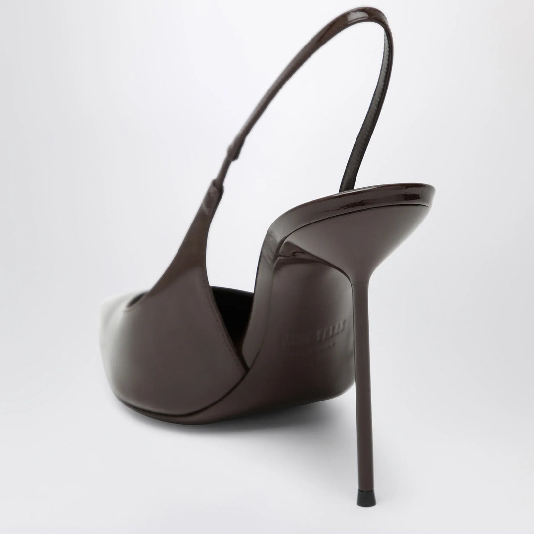 Paris Texas - Lidia slingback pumps in ebony patent leather Brand Shoes