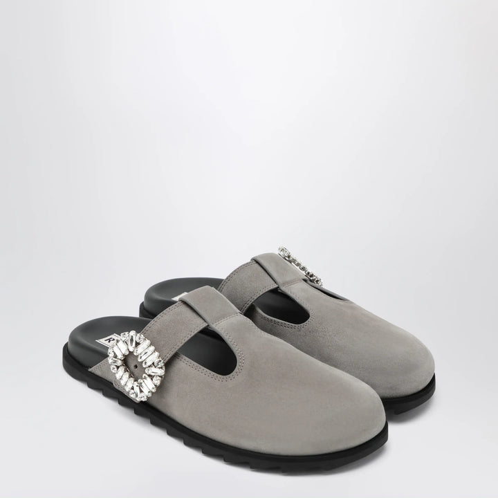 ROGER VIVIER - Slidy Viv Mules in suede clay-coloured Brand Shoes