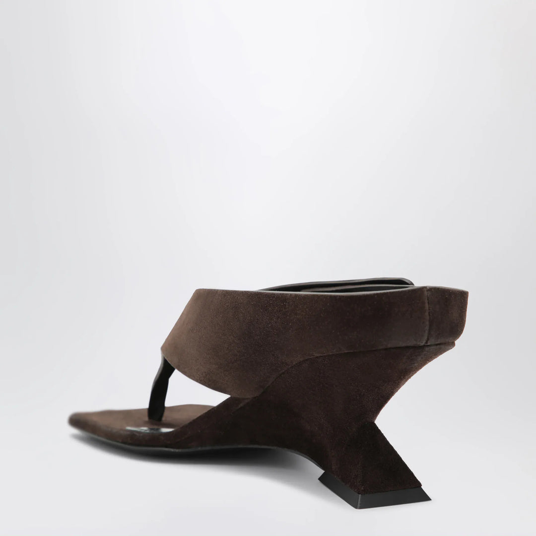 The Attico - Cheope suede thong sandals in dark brown Brand Shoes