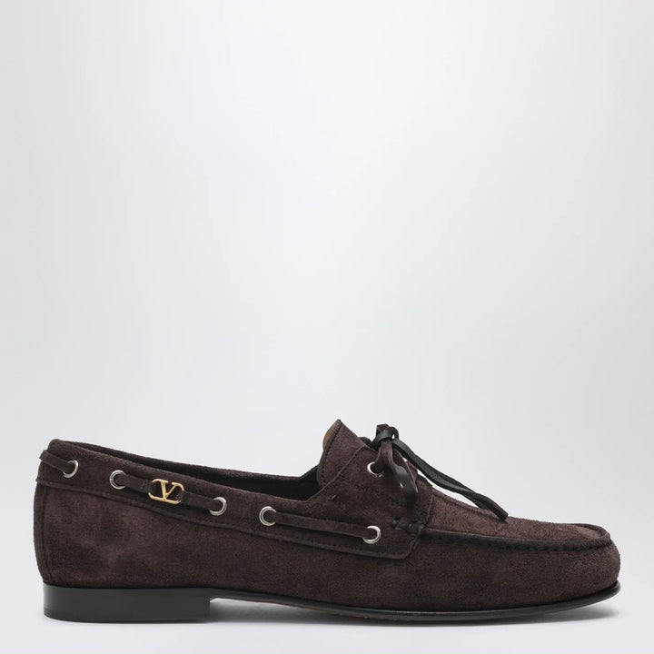 Valentino Garavani - Brown suede lace-up loafers Brand Shoes 40 IT