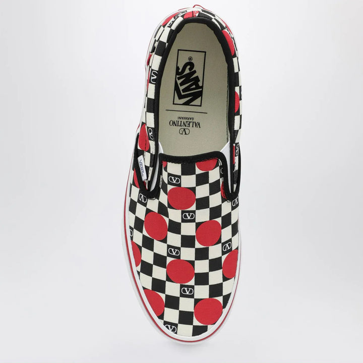 Valentino Garavani X Vans - Slip-On Sneakers black/red with VLogo Checkerboard print and polka-dot detail Brand Shoes