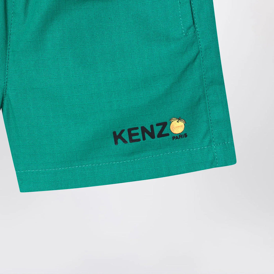 KENZO - Green cotton Shorts with logo Brand Shorts 12M