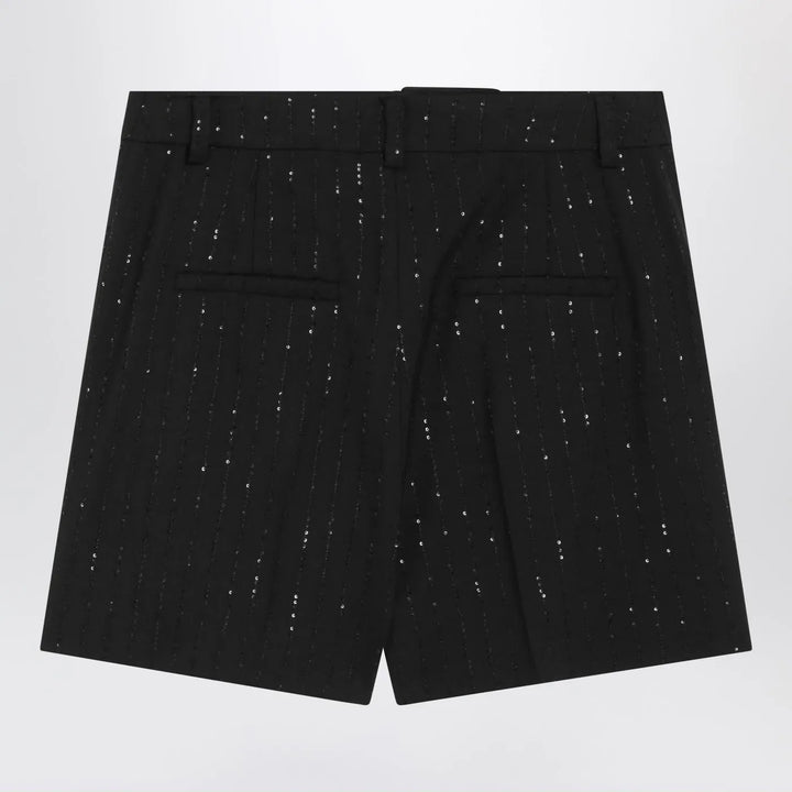 Max Mara Pianoforte - Black Shorts with pinstripe-effect micro sequins Brand Shorts