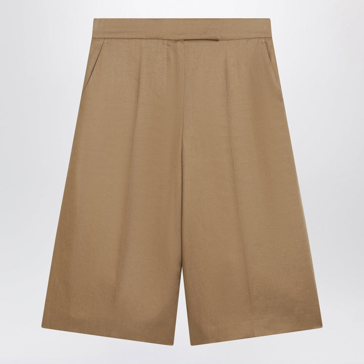 Shorts Max Mara - Sand-colored linen bermuda shorts Brand