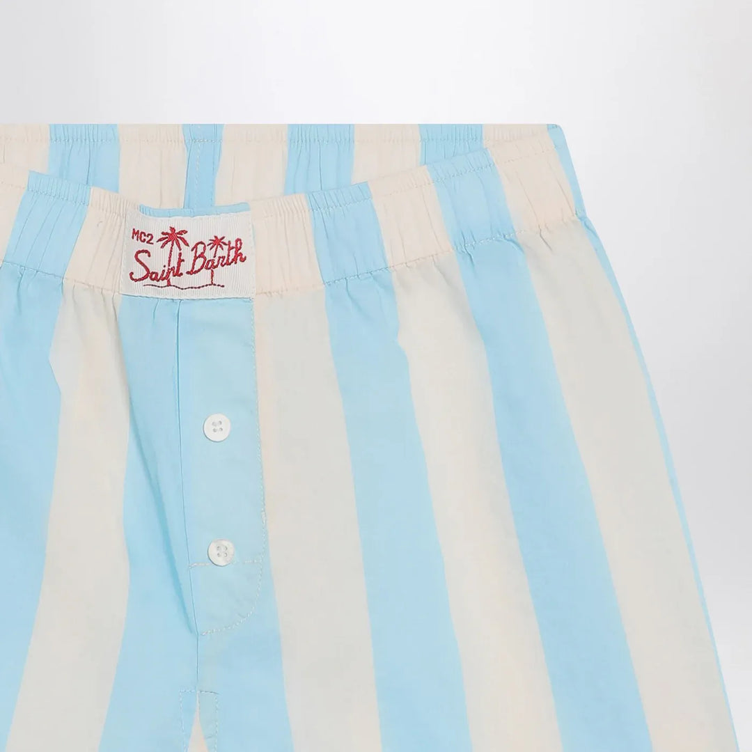 MC2 Saint Barth - Blue/white striped Boxy Jr Shorts Brand Shorts 10Y