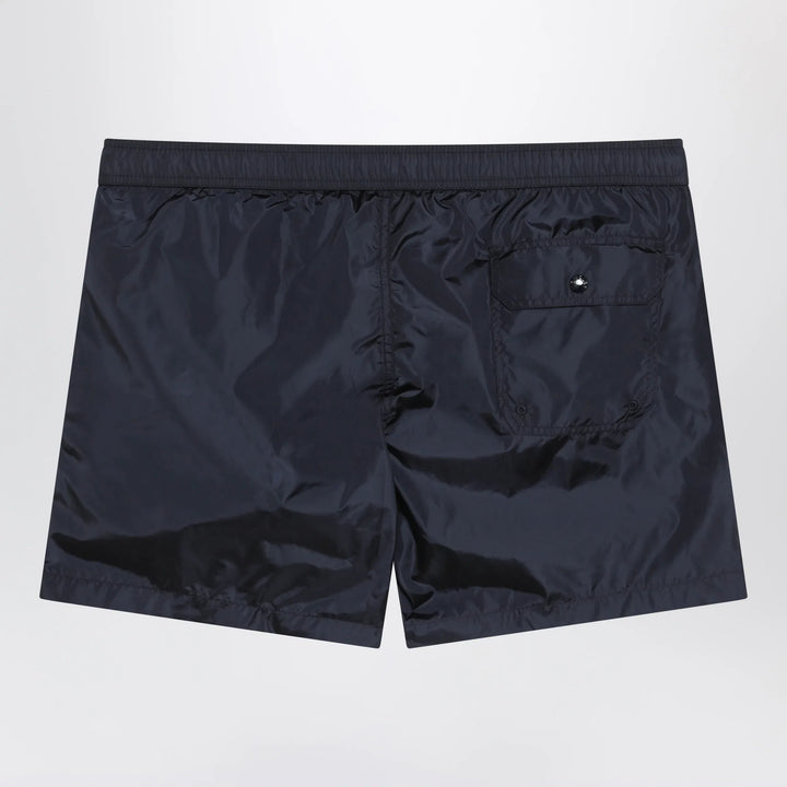 Moncler - Navy blue swim shorts with logo patch Brand Shorts