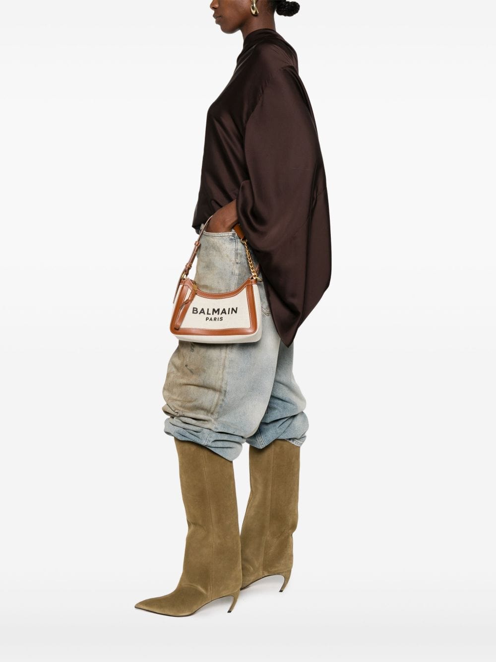 Balmain Shoulder UNI Balmain Bag Leather Brown Balmain Bag Leather Brown Brand