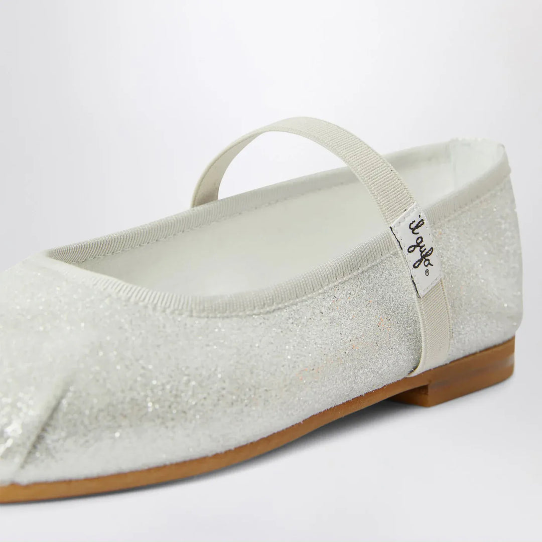 Silver ballet flats with elastic strap Brand 34