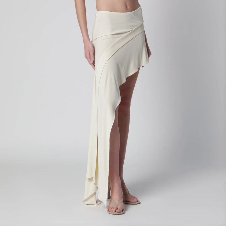 Francesco Murano - White mini skirt with side train Brand Skirts