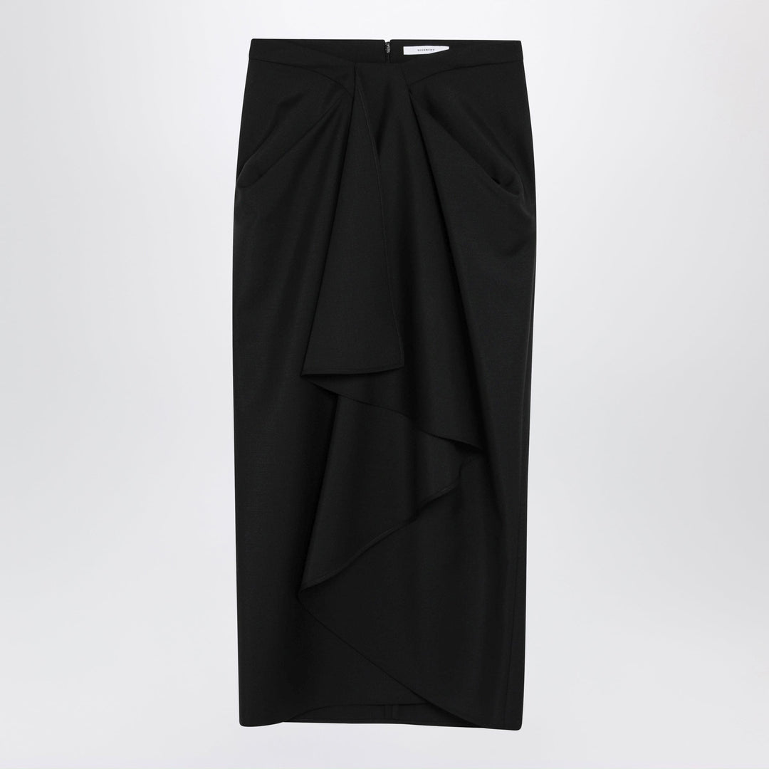 Skirts Givenchy - Draped skirt in black wool and mohair Brand