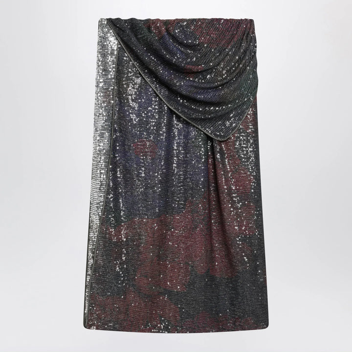 Maison Margiela - Printed draped sequin maxi skirt in blue and burgundy Brand Skirts
