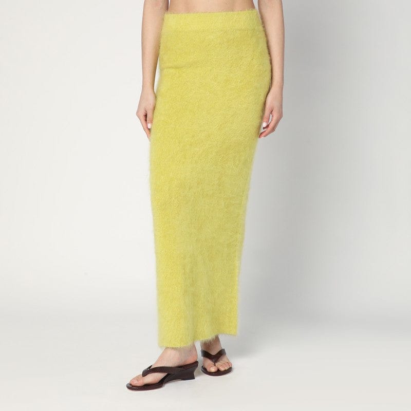 Skirts Soft Goat - Long Lime-coloured brushed cashmere skirt - XS Brand