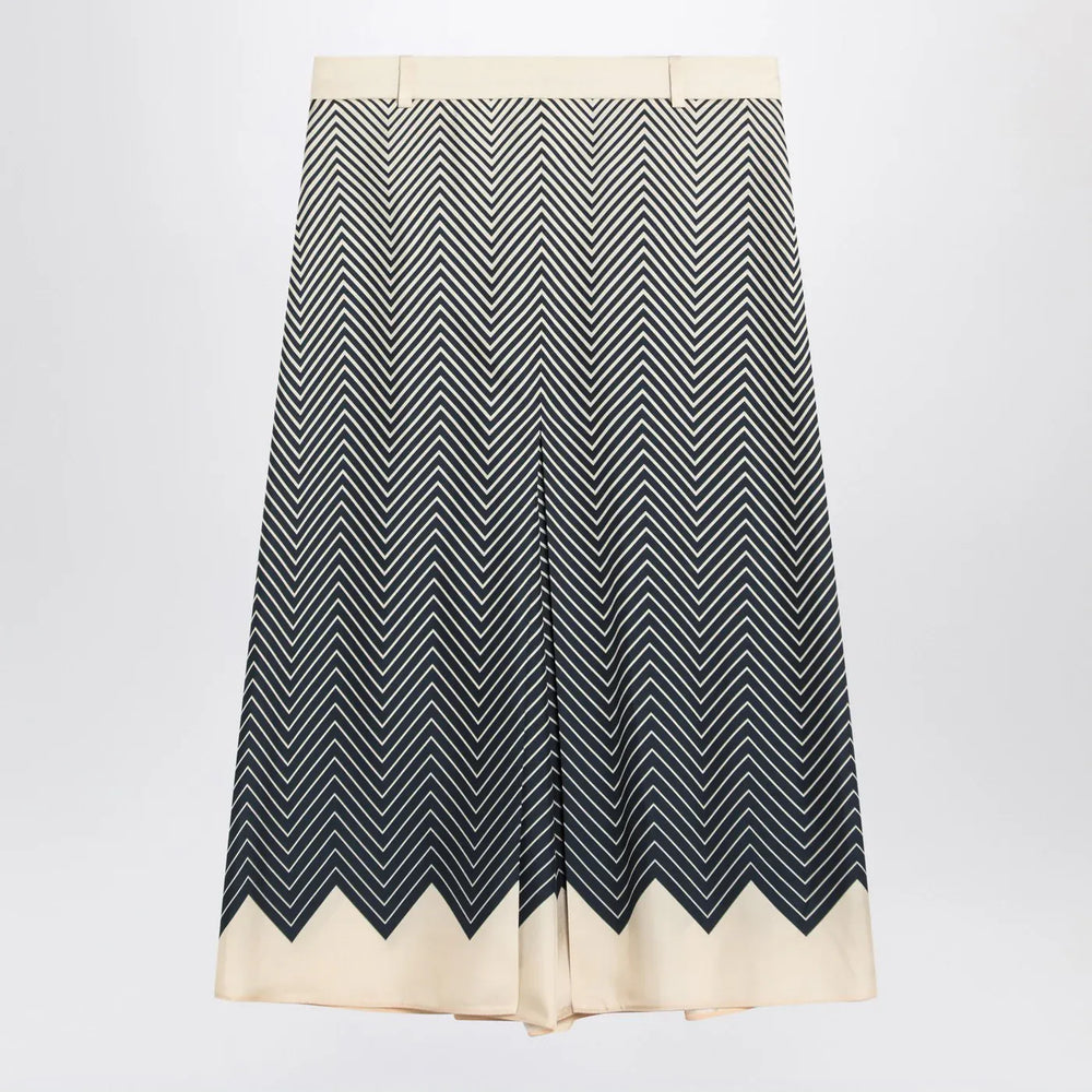 Valentino - Blue/ivory silk skirt Brand Skirts 40  IT