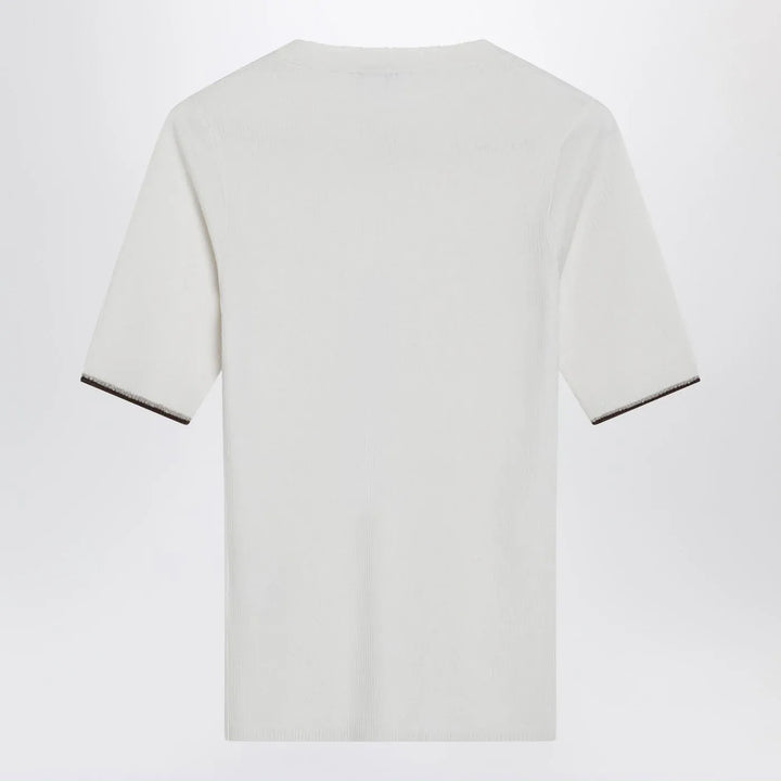 Brunello Cucinelli - White cashmere and silk knit top Brand Sweater XS