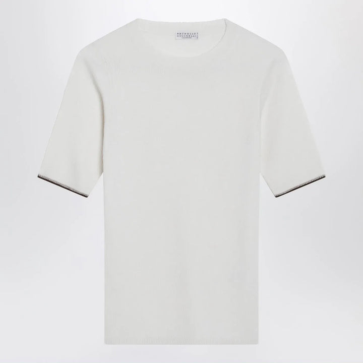Brunello Cucinelli - White cashmere and silk knit top Brand Sweater XS