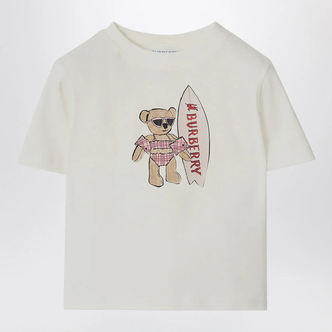 Burberry - White T-shirt with surfing teddy bear Brand T-Shirt 2A