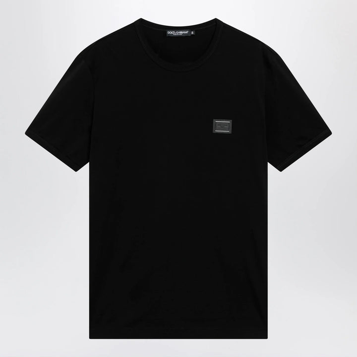 Dolce&amp;Gabbana - Cotton T-shirt with logo plaque in black Brand T-Shirt
