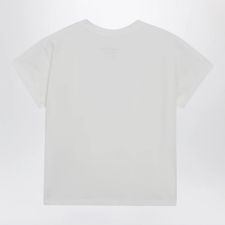 MM6 Maison Margiela - Off-white cotton jersey T-shirt with numeric embroidery Brand T-Shirt