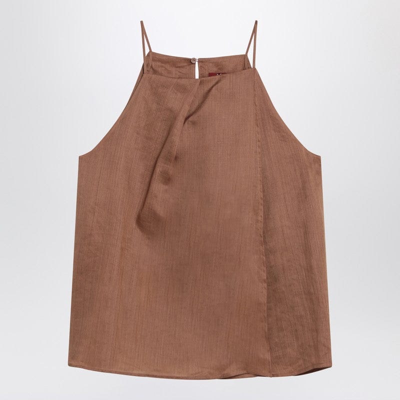 Max Mara Studio Topwear Max Mara Studio Tobacco-coloured ramie gauze top Max Mara Studio Tobacco-coloured ramie gauze top Brand