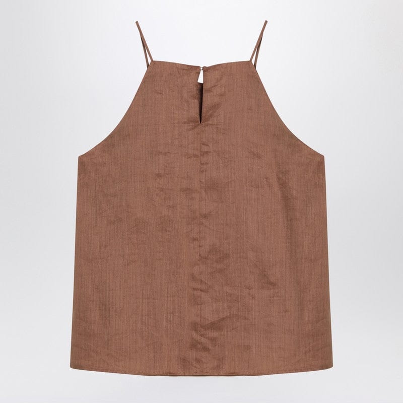 Max Mara Studio Topwear Max Mara Studio Tobacco-coloured ramie gauze top Max Mara Studio Tobacco-coloured ramie gauze top Brand