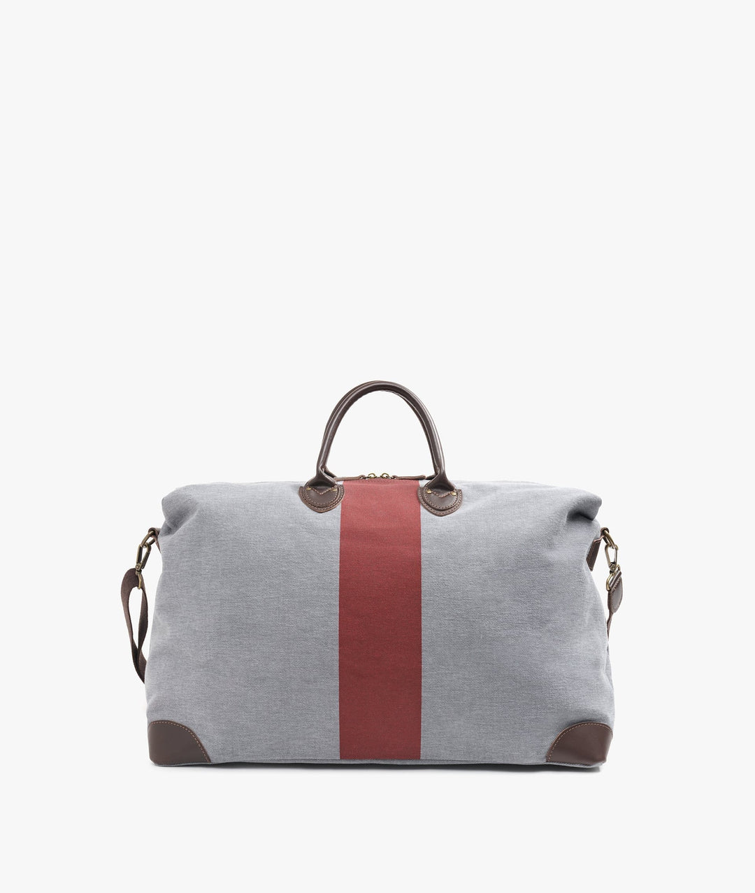 My Style Bags Travel Bags My Style Bags Harvard Stripe Duffel Travel Bag in Gray with Red Stripe for Men Brand