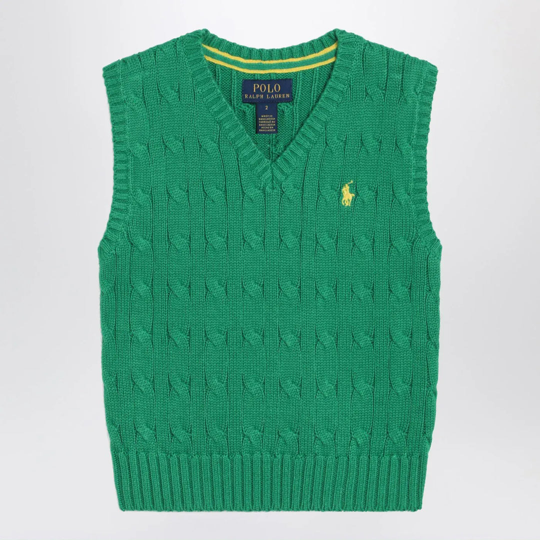 Polo Ralph Lauren - Green cable-knit cotton vest Brand Vests 2