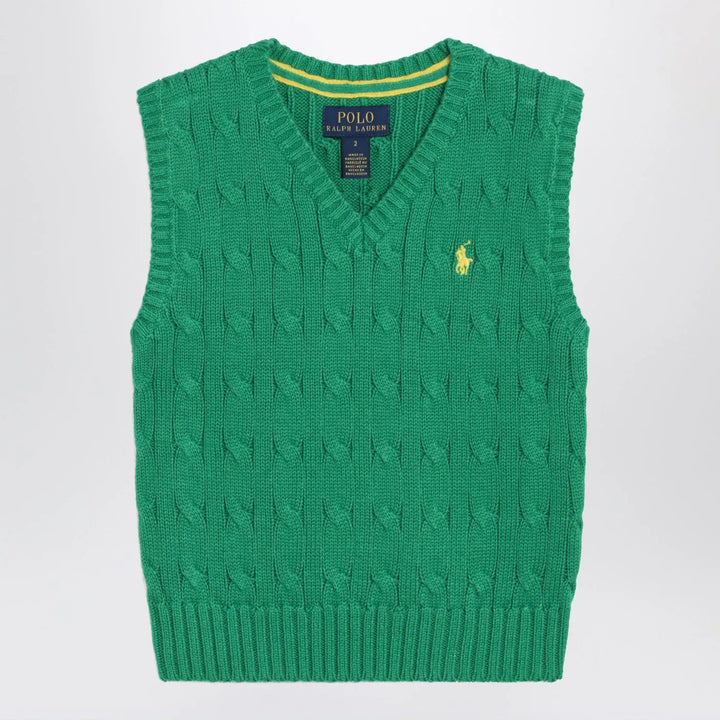 Polo Ralph Lauren - Green cable-knit cotton vest Brand Vests 2