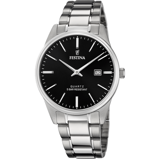 Festina Watch Festina Men's Black Classics Stainless Steel Watch Bracelet F20511/4 Brand